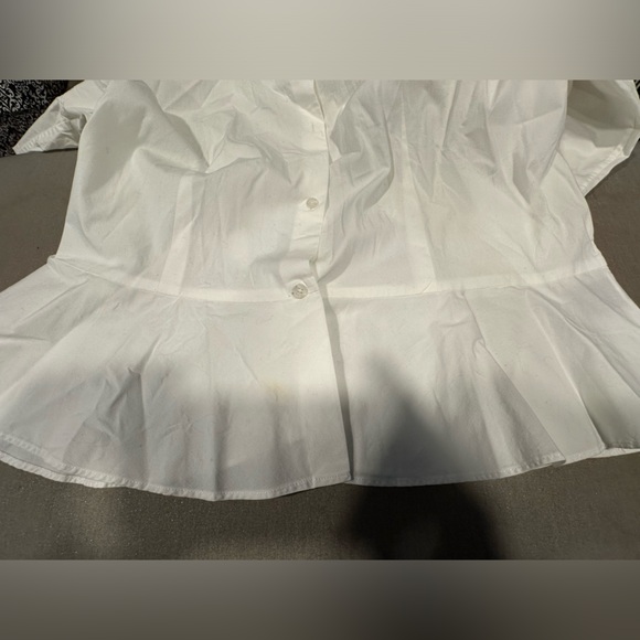 Lauren Ralph Lauren solid white button up Peplin blouse with RL Logo size 16 - Picture 7 of 10